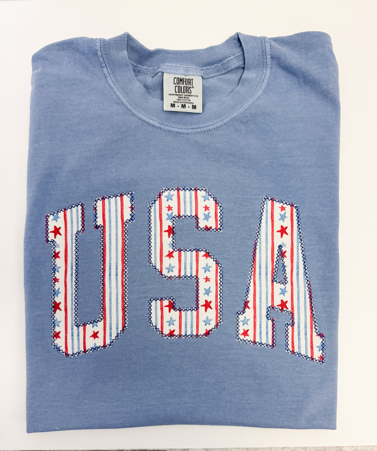 USA Applique Tee(Vintage Stripes)