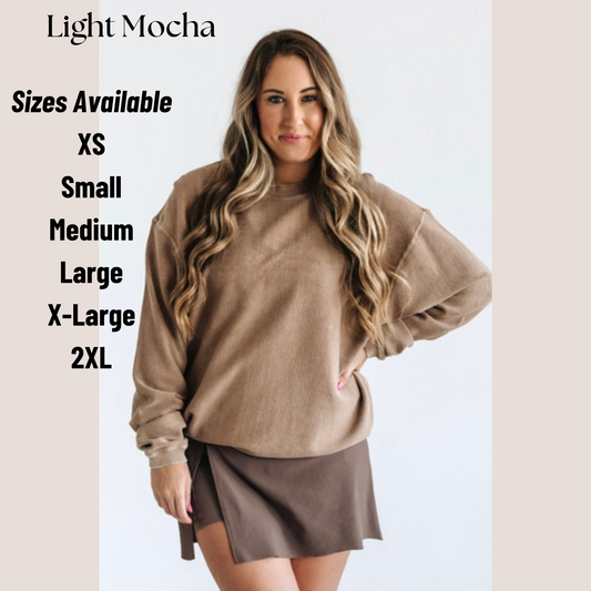 Light Mocha Corded Crew