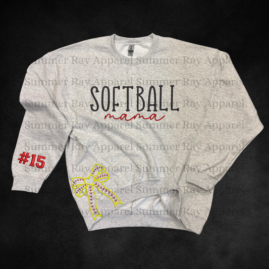 *CUSTOM* Softball Mama-Side Bow Sweatshirt