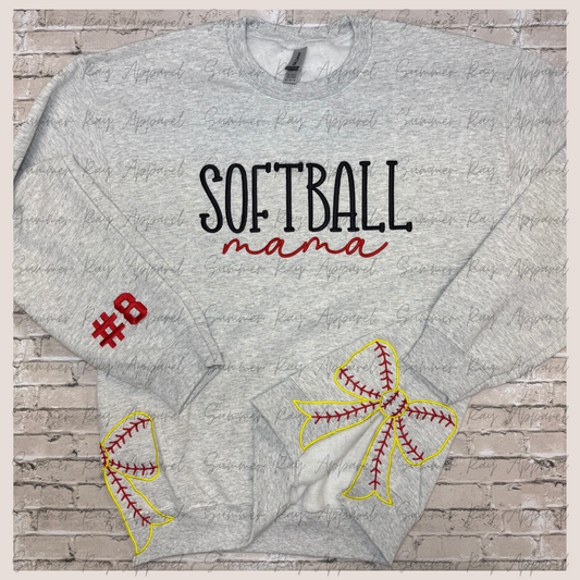 Softball Mama-Side Bow Sweatshirt