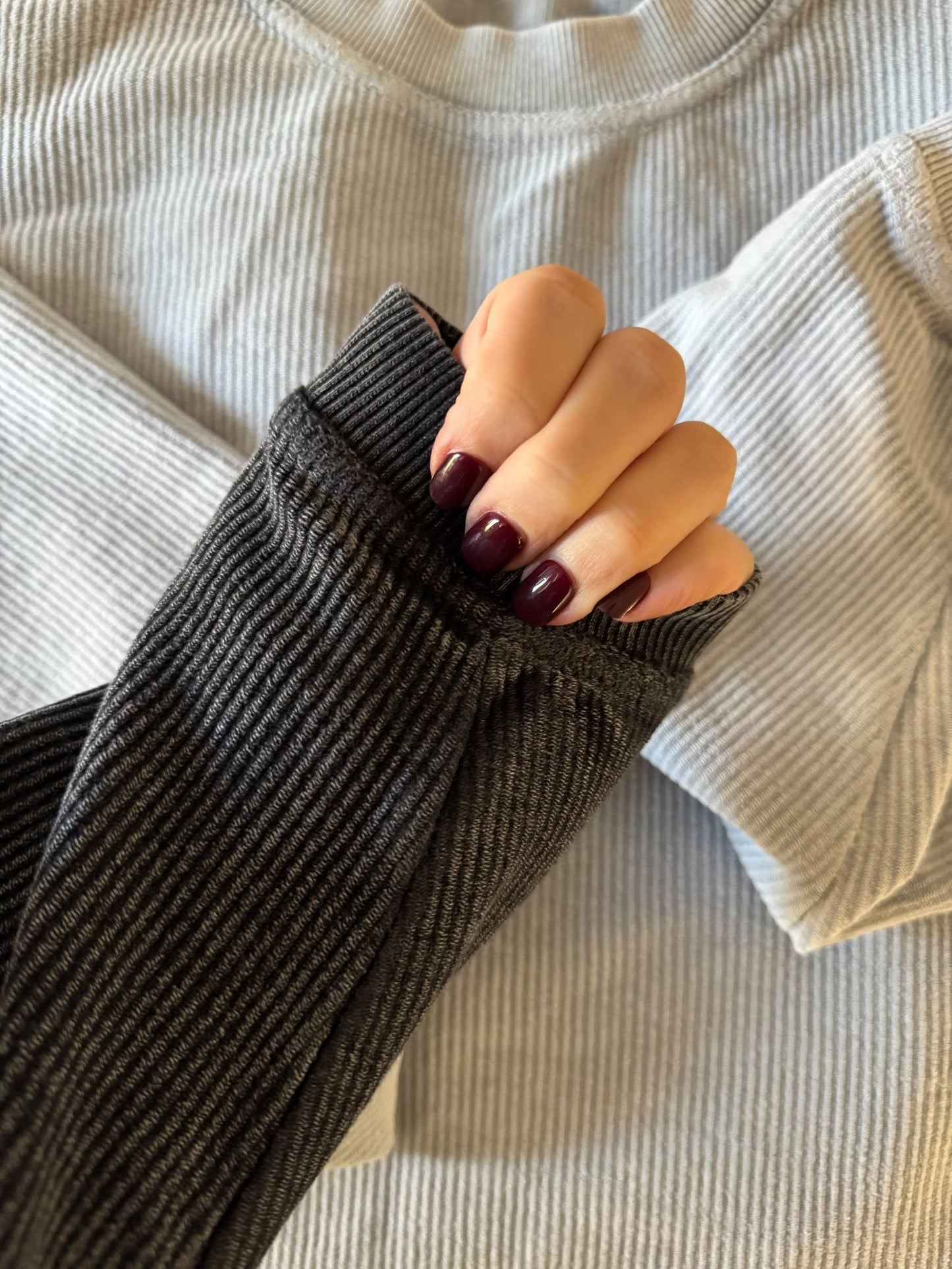 Pewter Charcoal Corded Crew