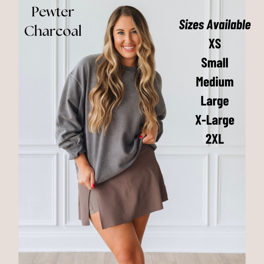 Pewter Charcoal Corded Crew