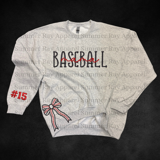 Baseball Mama-Side Bow Sweatshirt