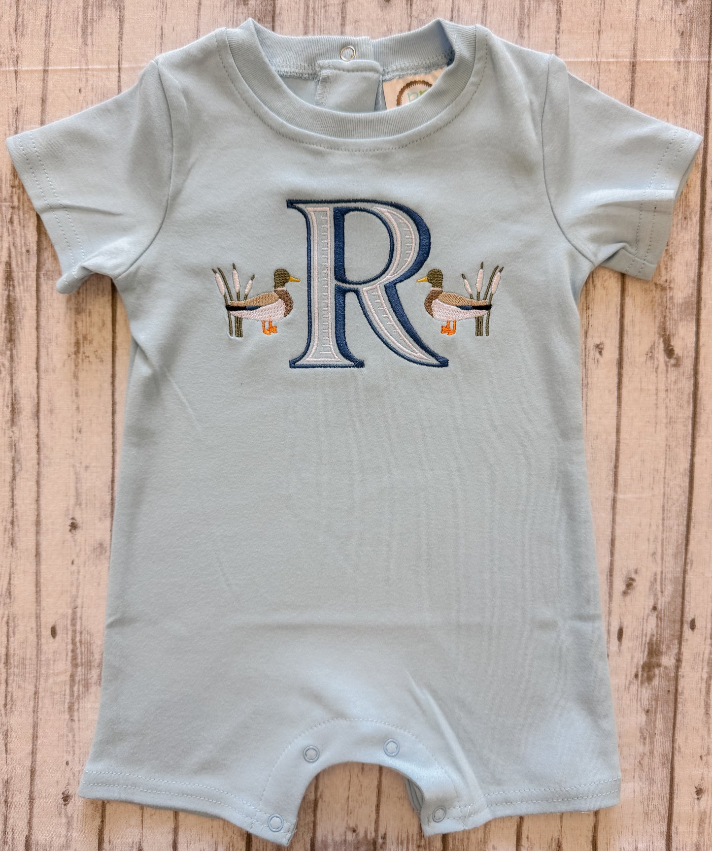 Short Sleeve Romper(Monogram Ducks)