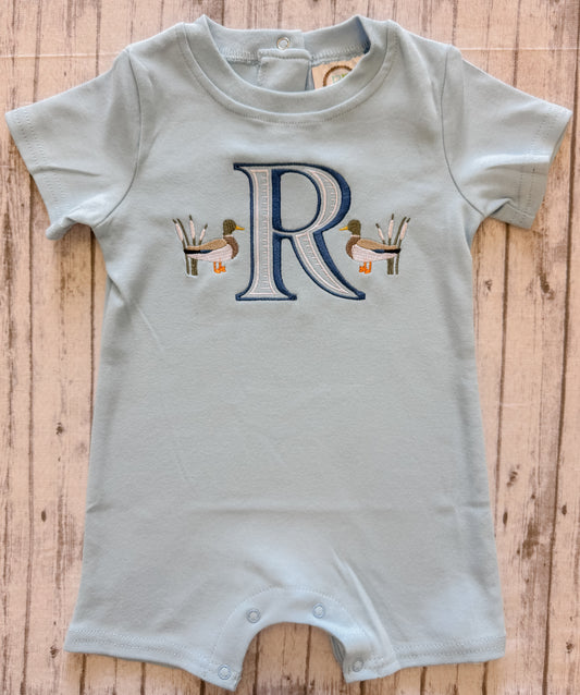 Short Sleeve Romper(Monogram Ducks)