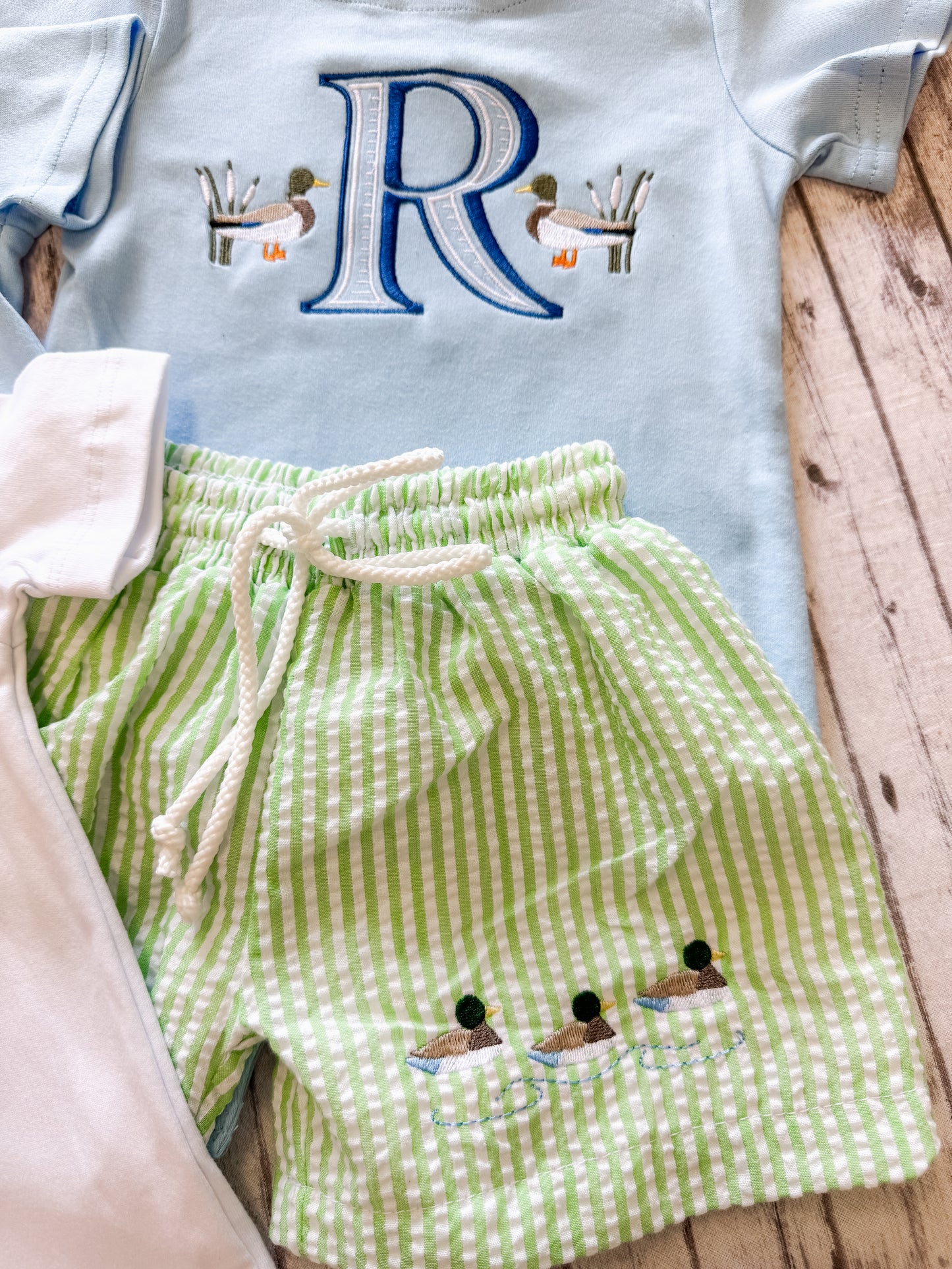 Short Sleeve Romper(Monogram Ducks)