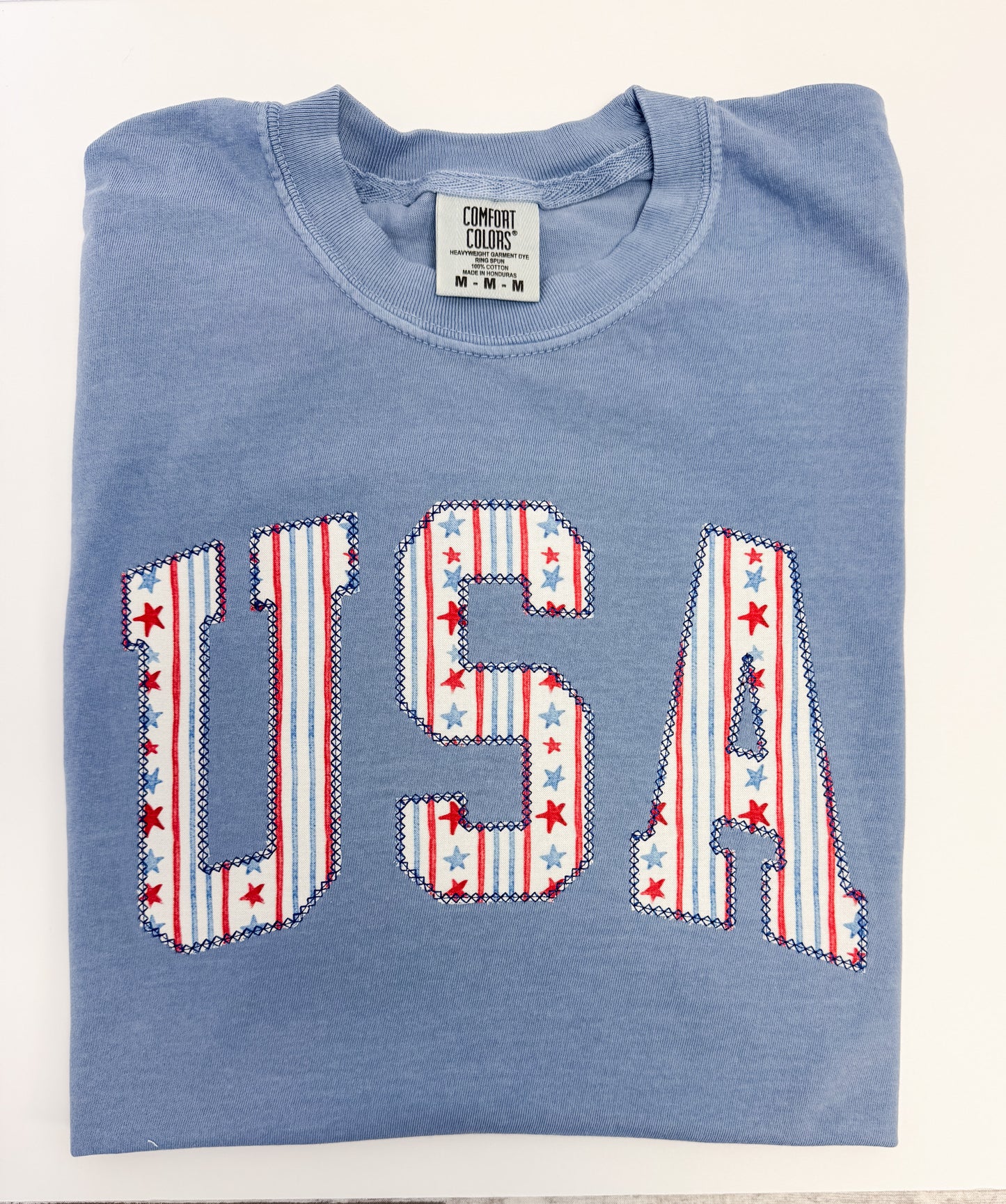 USA Applique Tee(Vintage Stripes)