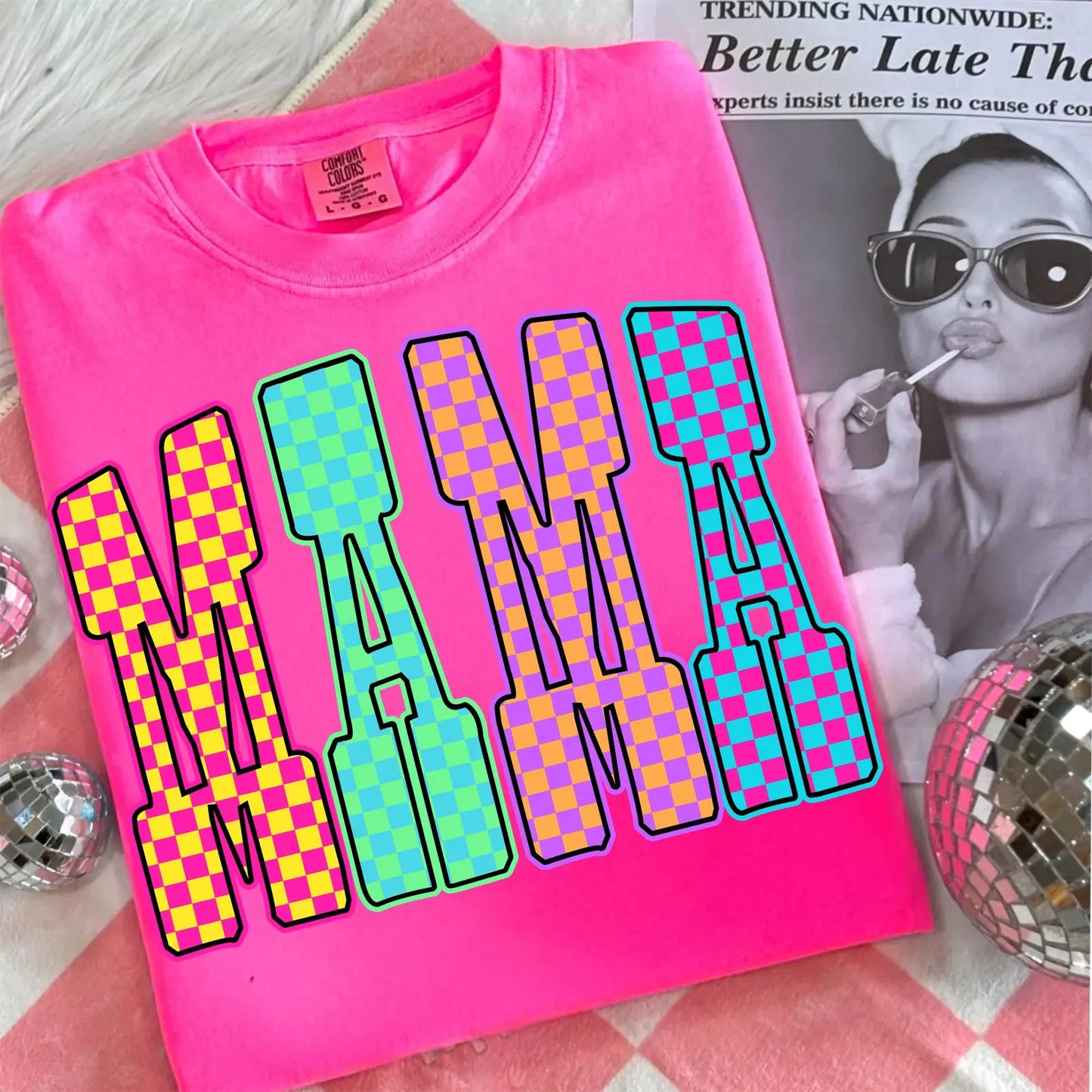 Checker Mama NEON Tee