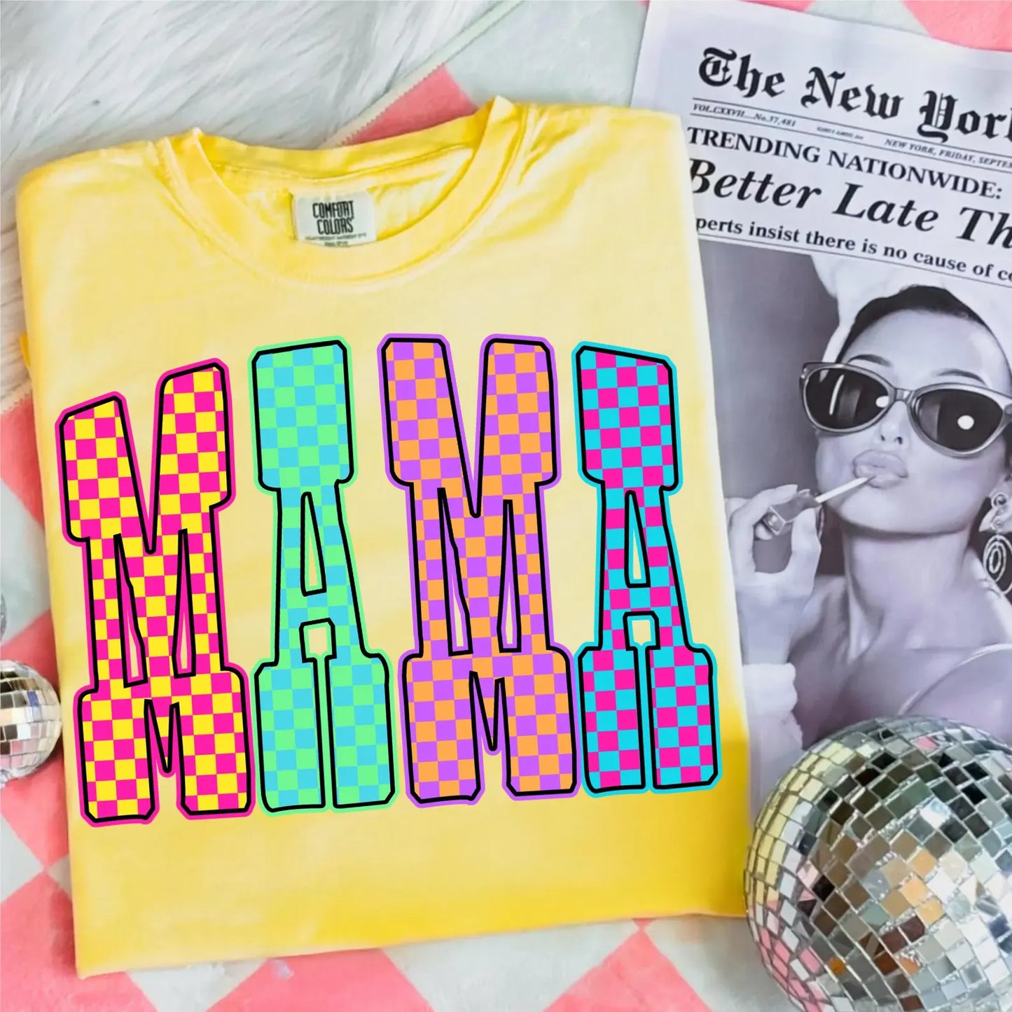 Checker Mama NEON Tee